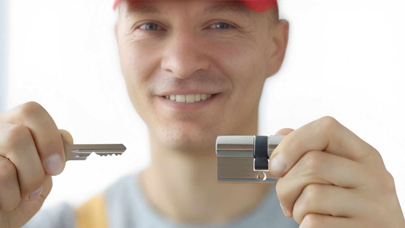 Slotenmaker met sleutel en slot